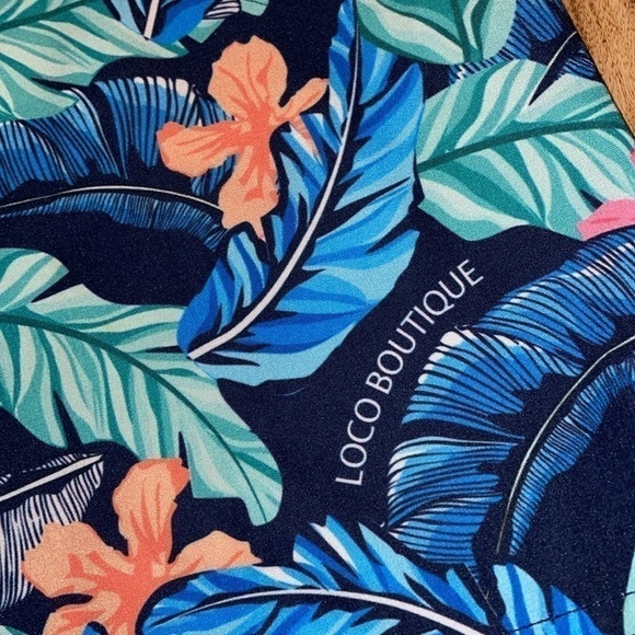 LOCO Boutique women’s large 12 14 shorts floral board swim bathing suit blue - Picture 3 of 8